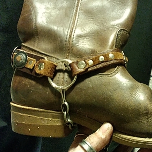 Mens cowboy boots brown leather size 10.5 Good year - Picture 1 of 7